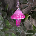 Mushroom Crystal Necklace - Pink Top
