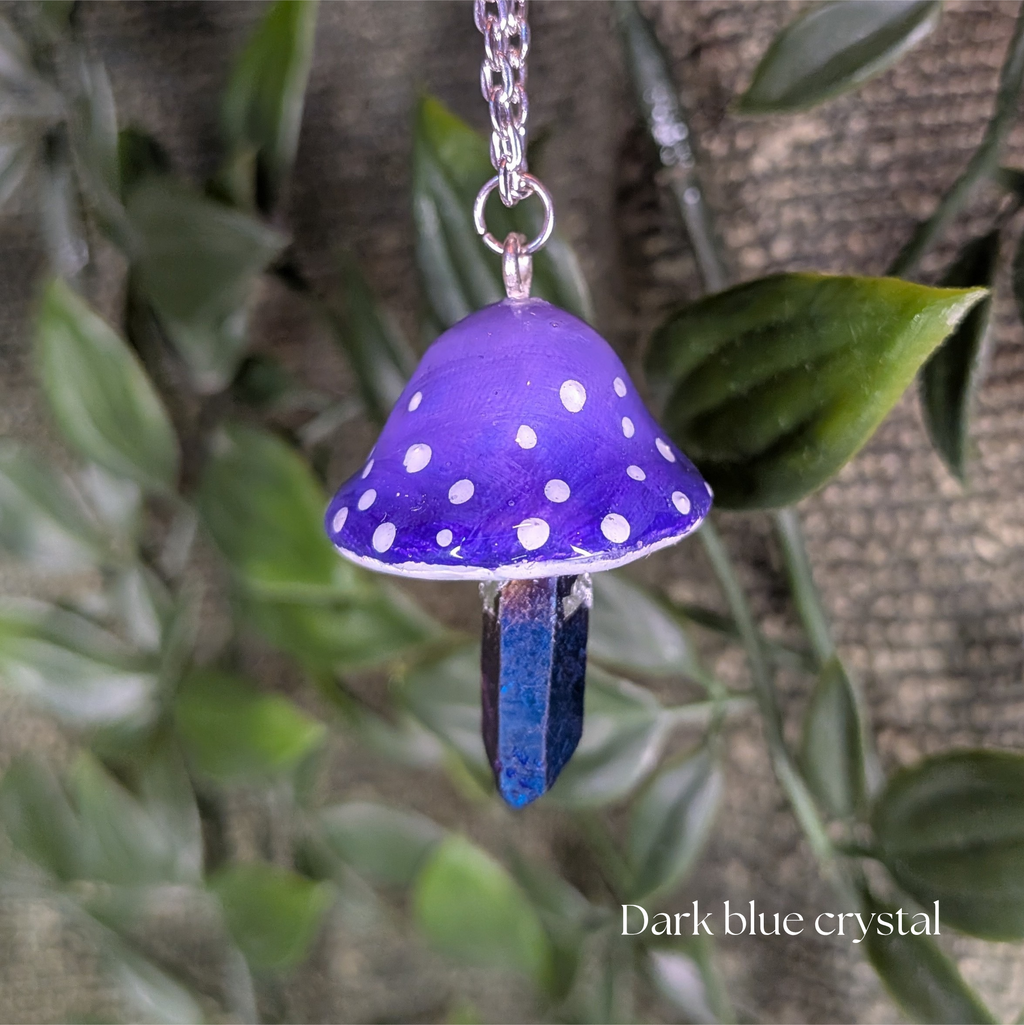 Mushroom Crystal Necklace - Purple Top