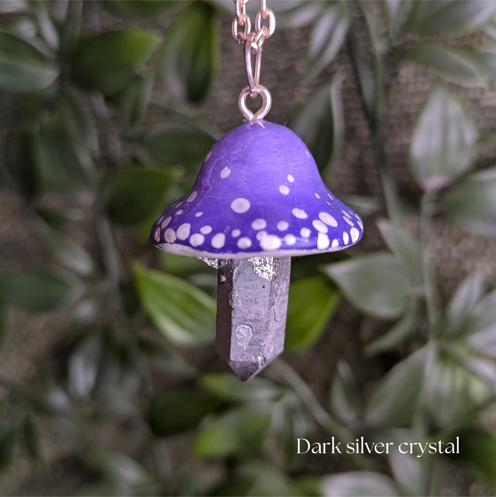 Mushroom Crystal Necklace - Purple Top