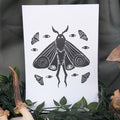 Mothman A5 Lino Print