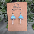 Mushroom Crystal Earrings - Light Blue Top