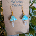Mushroom Crystal Earrings - Mint Green Top