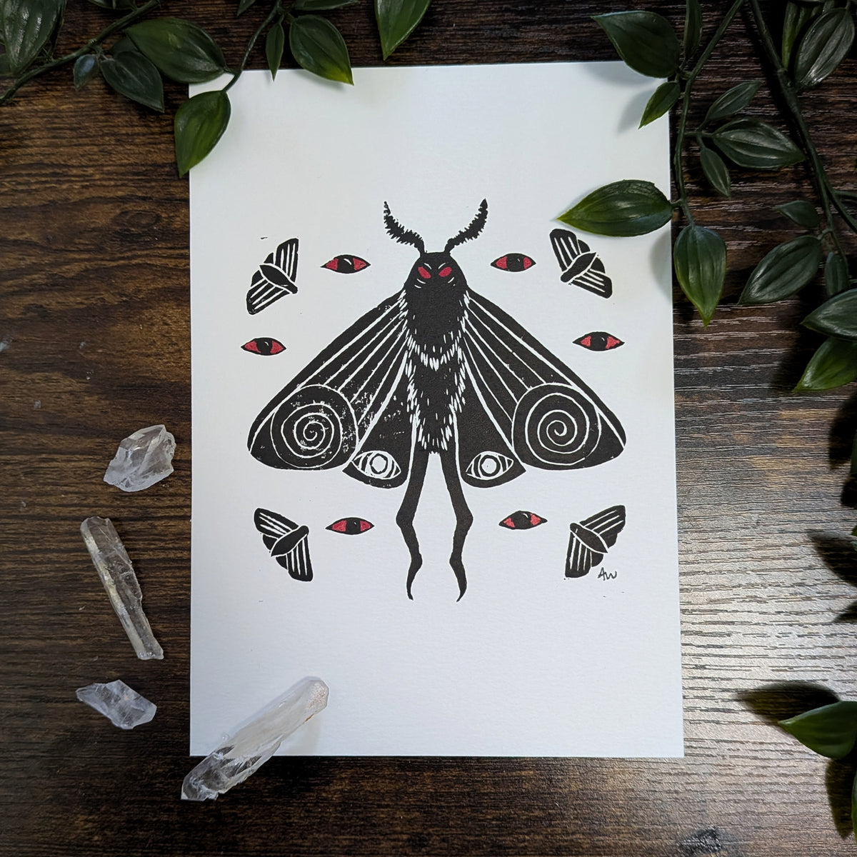 Mothman A5 Lino Print - Special Edition