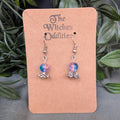 Crystal Ball Earrings - Pink and Blue
