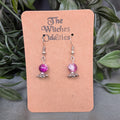 Crystal Ball Earrings - Bright Pink and Clear