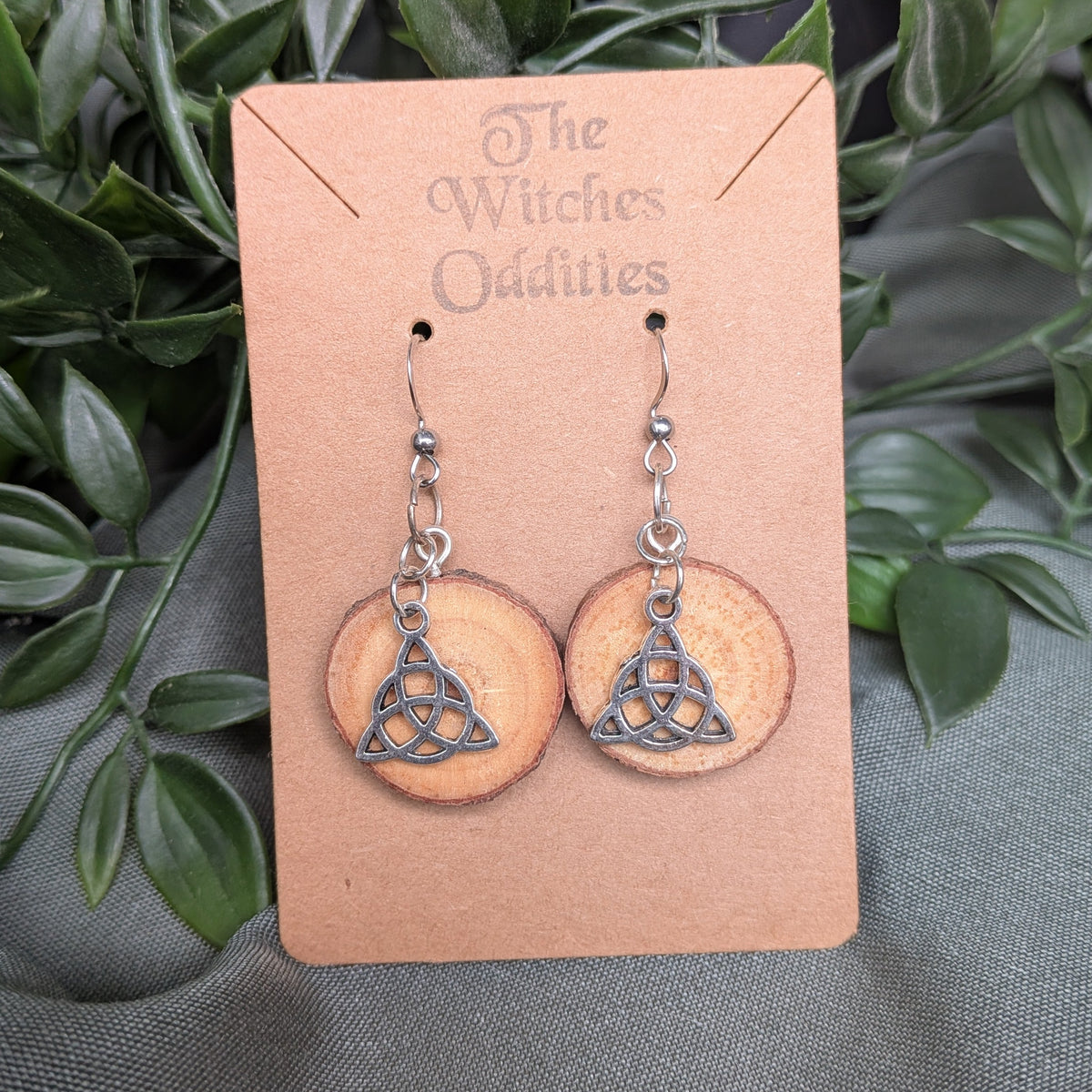 Wood Slice Earrings - Triquetra