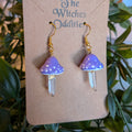 Mushroom Crystal Earrings - Purple Top